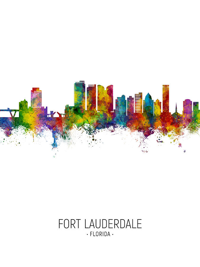 Fort Lauderdale Florida Skyline #20 Digital Art by Michael Tompsett