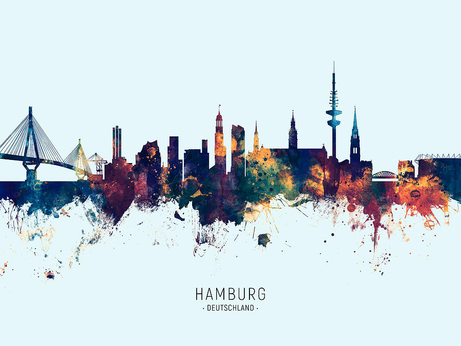 Hamburg Germany Skyline #20 Digital Art by Michael Tompsett