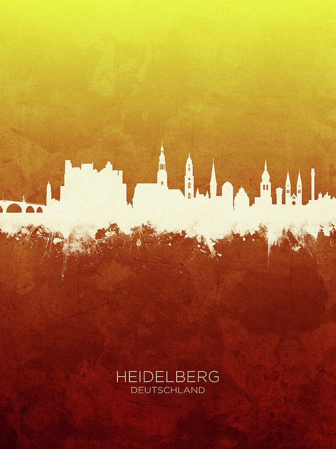 Skyline Digital Art - Heidelberg Germany Skyline #20 by Michael Tompsett
