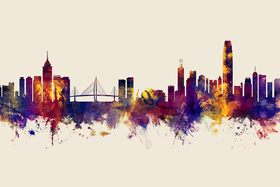 Hong Kong Skyline #20 Digital Art by Michael Tompsett