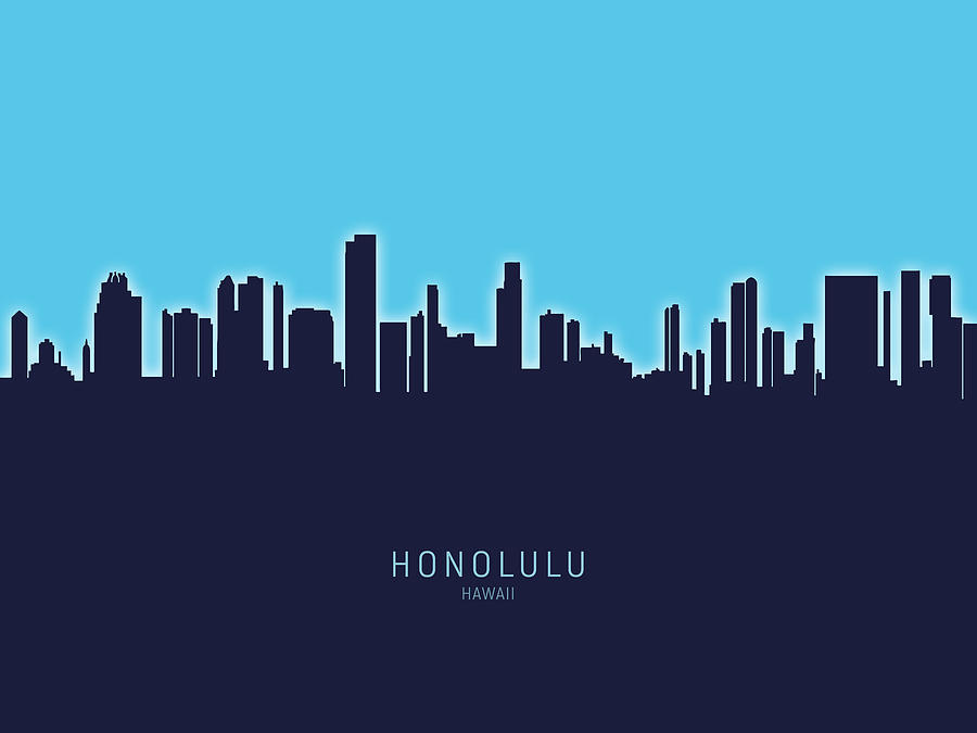 Honolulu Digital Art - Honolulu Hawaii Skyline #20 by Michael Tompsett