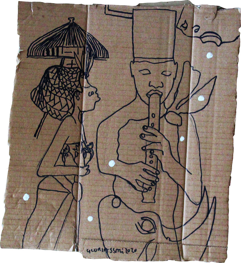 Kintu and Nambi The Serenade #20 Painting by Gloria Ssali