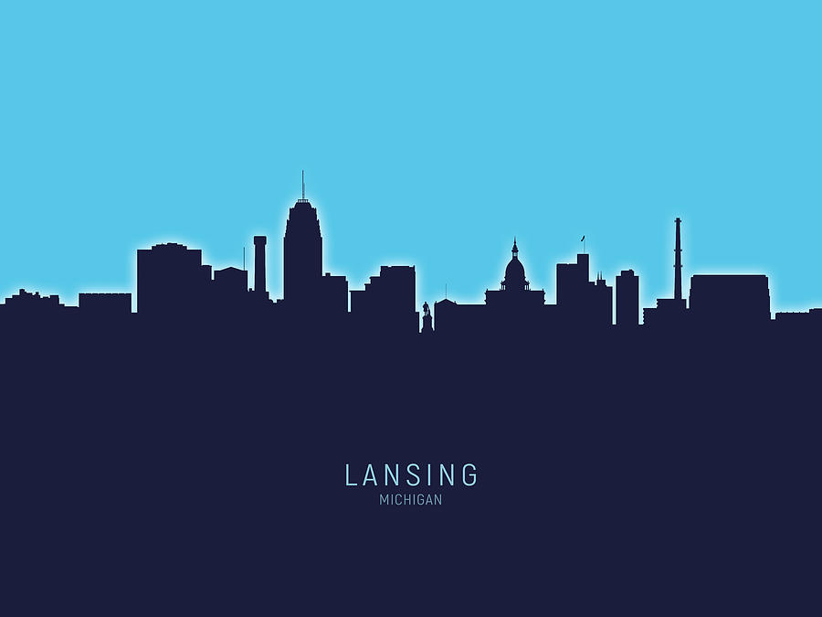 Skyline Digital Art - Lansing Michigan Skyline #20 by Michael Tompsett