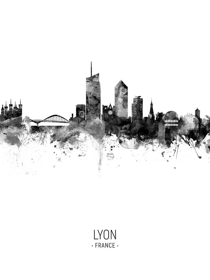 Skyline Digital Art - Lyon France Skyline #20 by Michael Tompsett