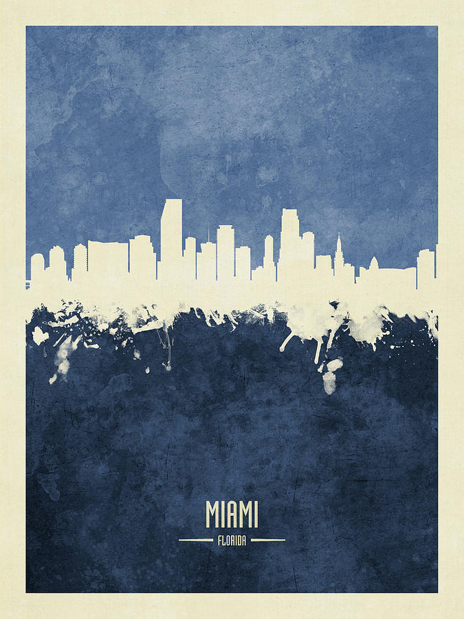 Miami Florida Skyline #20 Digital Art by Michael Tompsett