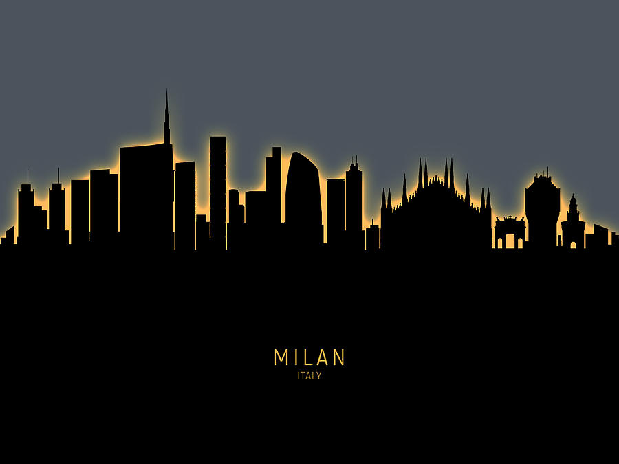 Milan Italy Skyline #20 Digital Art by Michael Tompsett