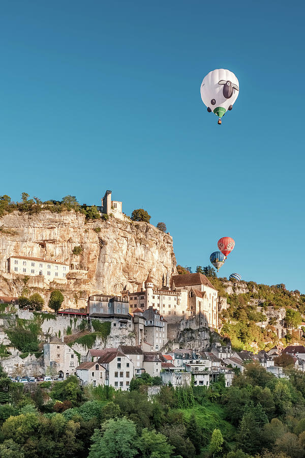 Montgolfiades de Rocamadour balloon festival in France Photograph by