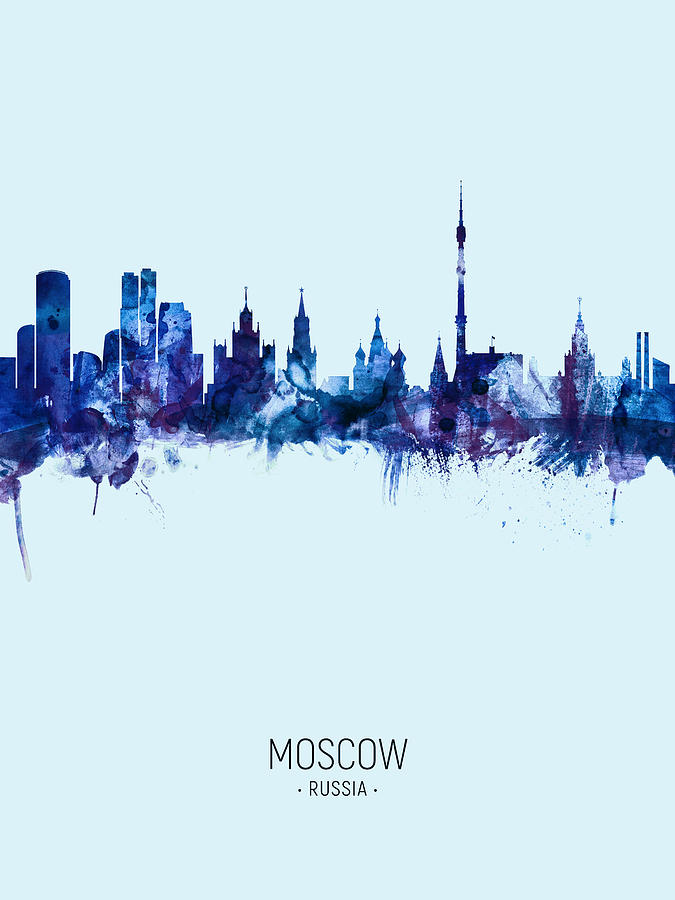 Moscow Digital Art - Moscow Russia Skyline #20 by Michael Tompsett