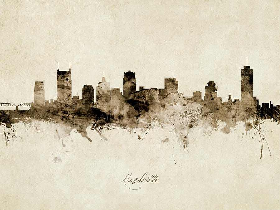 Nashville Tennessee Skyline #20 Digital Art by Michael Tompsett