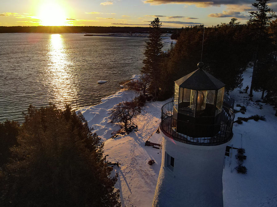 Old Presque Isle Lighthouse in Michigan along Lake Huron in the winter #20 Photograph by Eldon McGraw