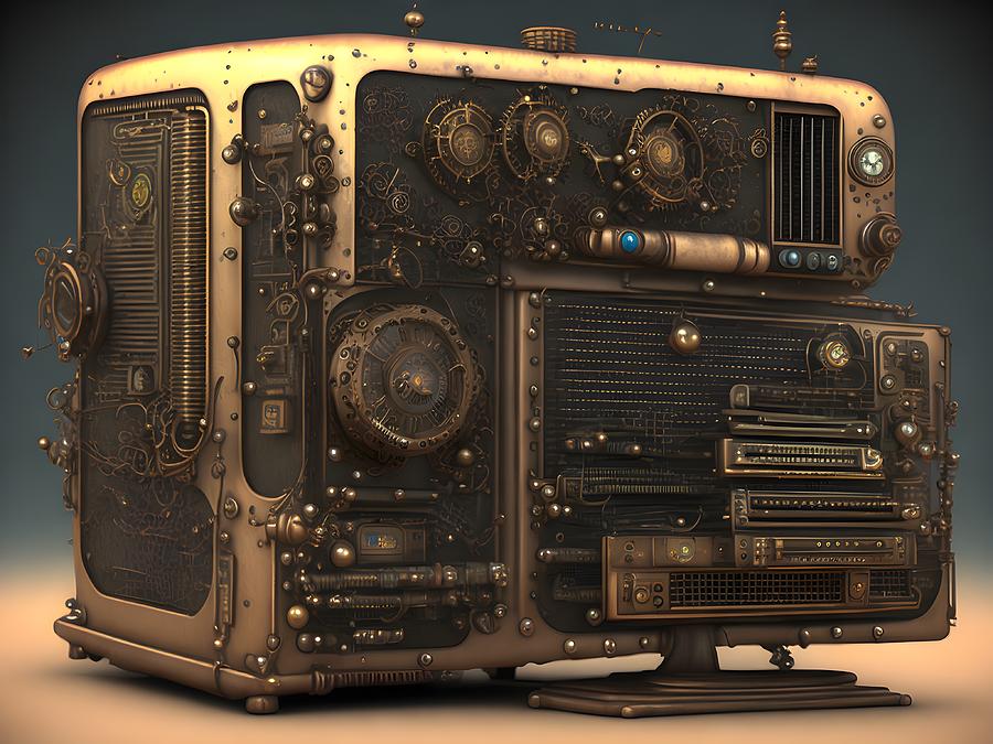 Old Retro Computer, Generative AI Illustration Digital Art by Miroslav ...