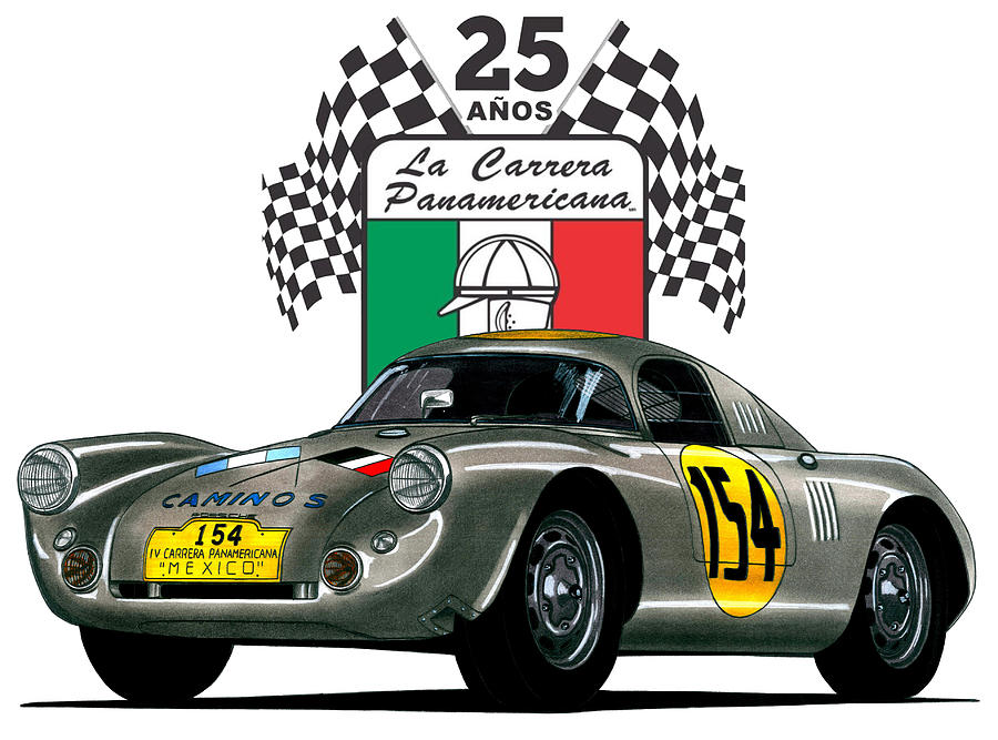 Porsche 550 Coupe 1953 Mexico Carrera Panamericana Drawing by Vladyslav  Shapovalenko - Pixels
