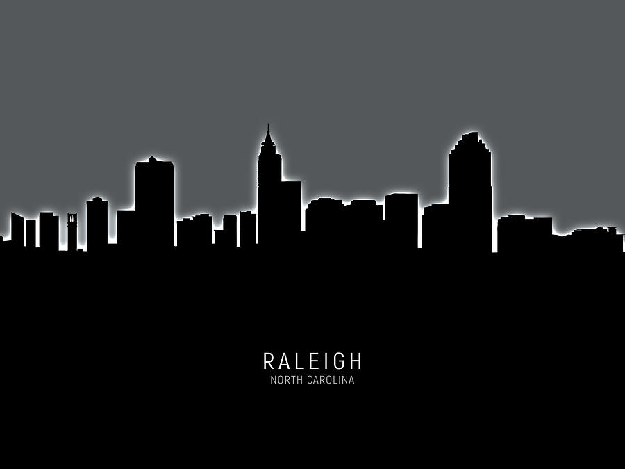 Raleigh Digital Art - Raleigh North Carolina Skyline #20 by Michael Tompsett