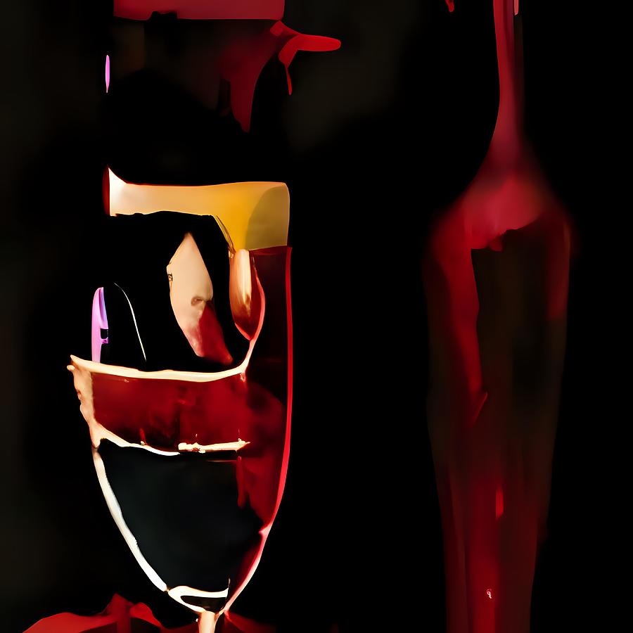 Red Wine cartoon Digital Art by Acr Acr - Fine Art America