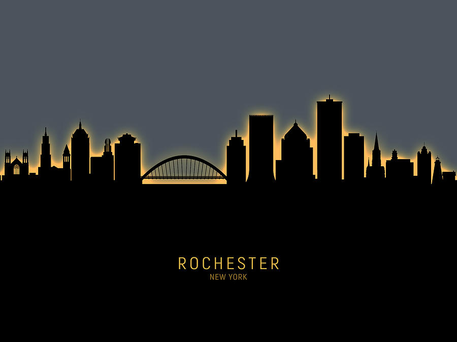 Rochester Skyline Digital Art - Rochester New York Skyline #20 by Michael Tompsett