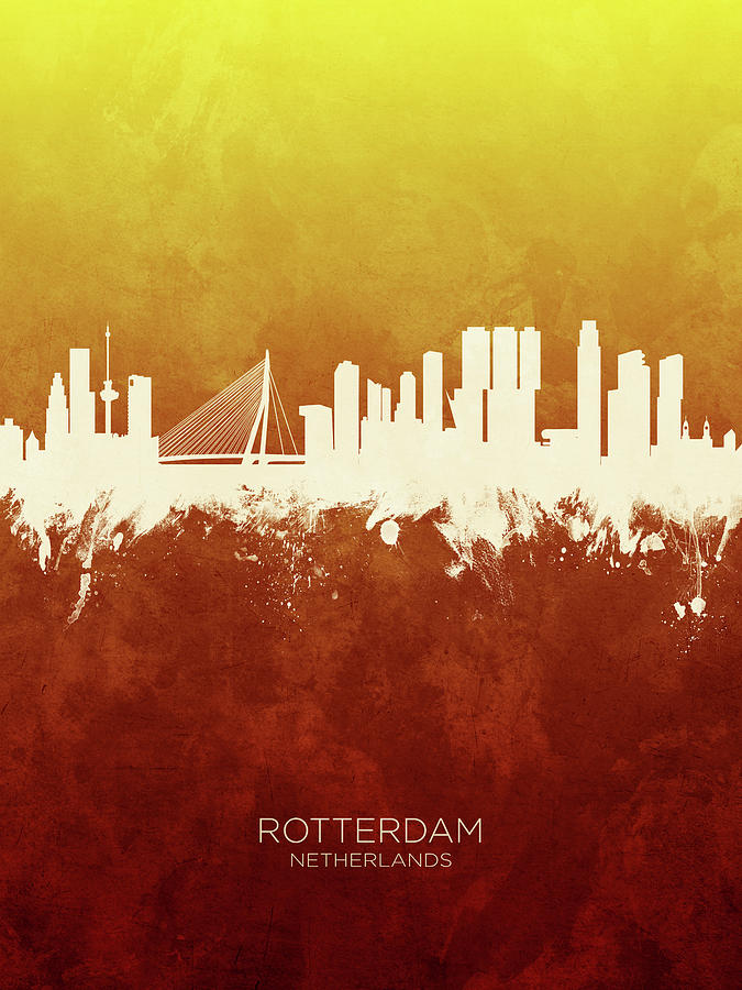 Rotterdam The Netherlands Skyline #20 Digital Art by Michael Tompsett