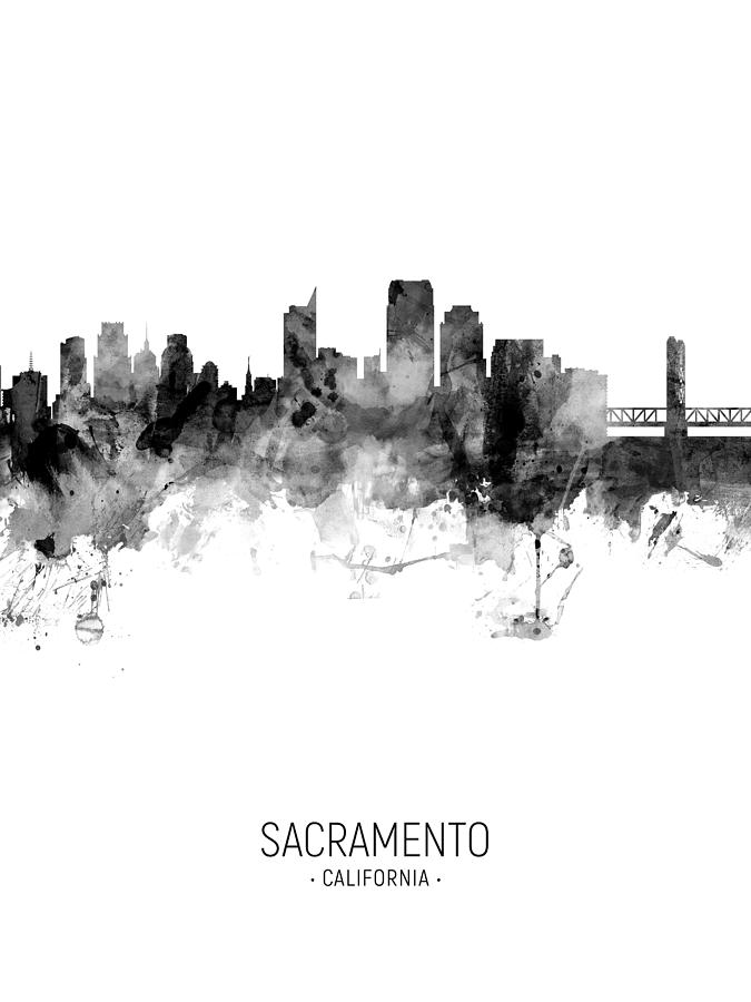 Sacramento Digital Art - Sacramento California Skyline #20 by Michael Tompsett