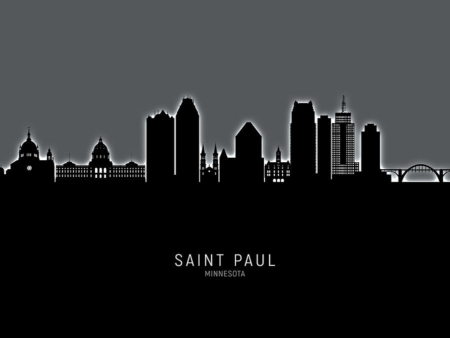 Skyline Digital Art - Saint Paul Minnesota Skyline #20 by Michael Tompsett