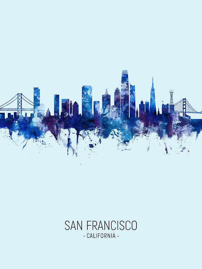 San Francisco California Skyline #20 Digital Art by Michael Tompsett
