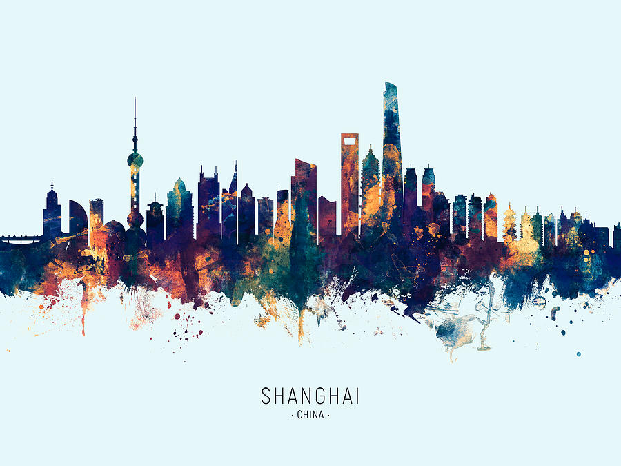 Shanghai China Skyline #20 Digital Art by Michael Tompsett