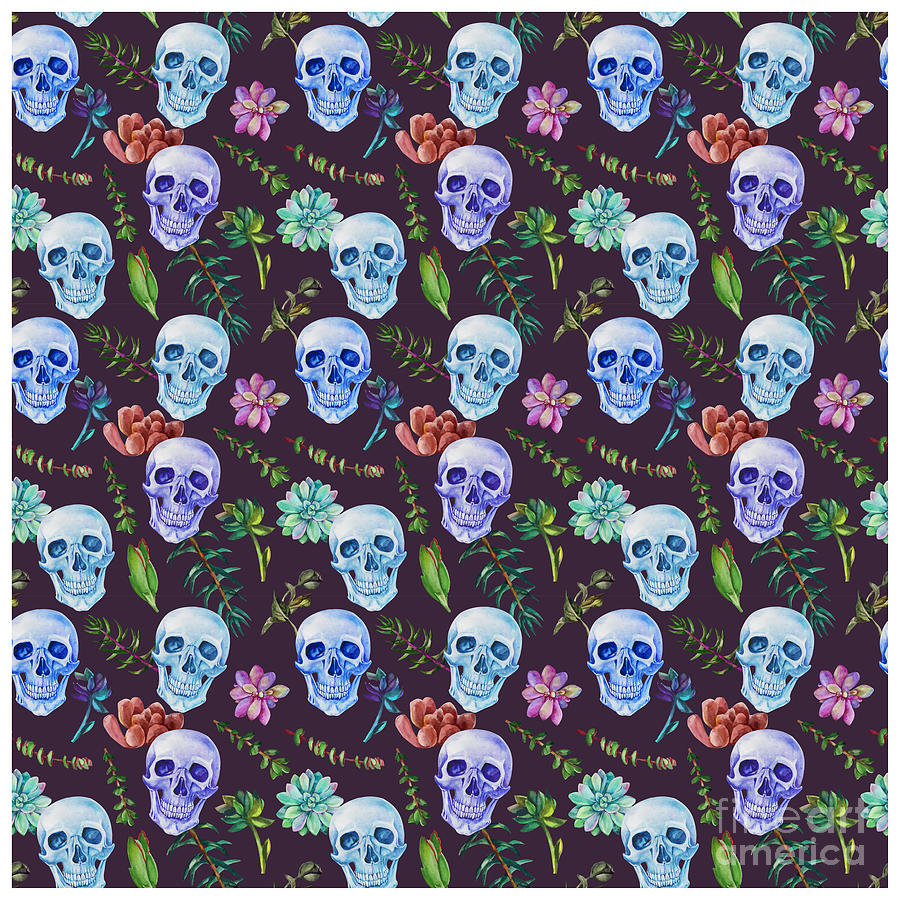 Skull Pattern Bones Heavy Metal Cemetery Digital Art by Mister Tee ...