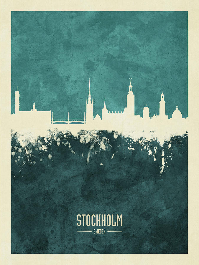Stockholm Sweden Skyline #20 Digital Art by Michael Tompsett