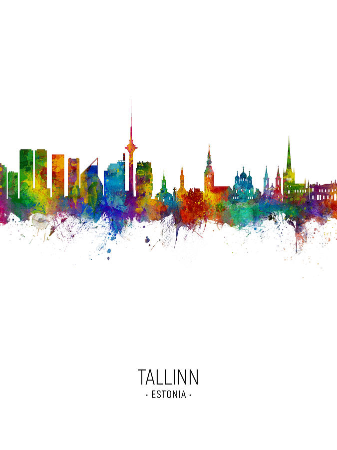 Skyline Digital Art - Tallinn Estonia Skyline #20 by Michael Tompsett