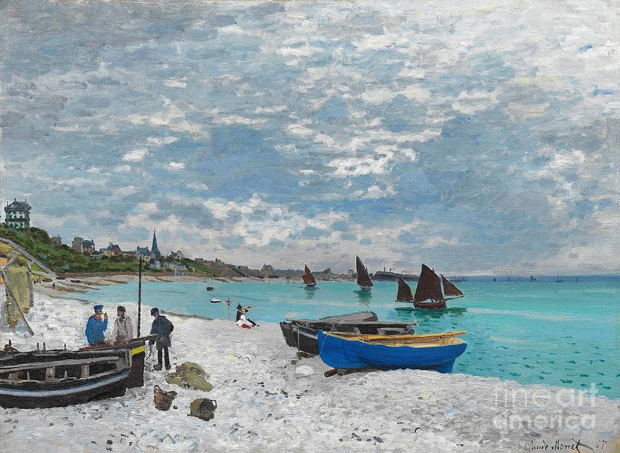 The Beach at Sainte-Adresse #20 Painting by Claude Monet