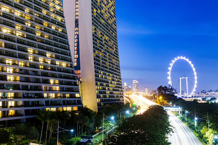 The Marina Bay Sands and the Singapore Flyer #20 Photograph by John Seaton Callahan