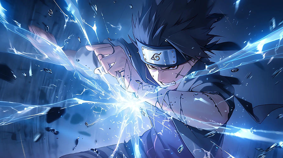 sasuke uchiha anime wallpaper, sasuke uchiha wallpaper, in the style of  cyberpunk dystopia, light blue and dark blue, realistic oil painting -  AI Generated Artwork - NightCafe Creator