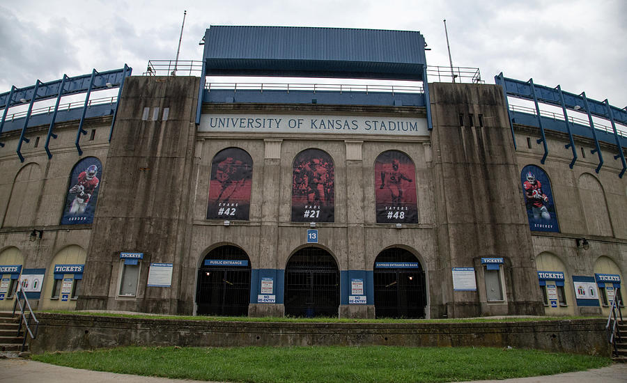 Close up of David Booth Memorial Stadium at University of Kansas Photograph by Eldon McGraw