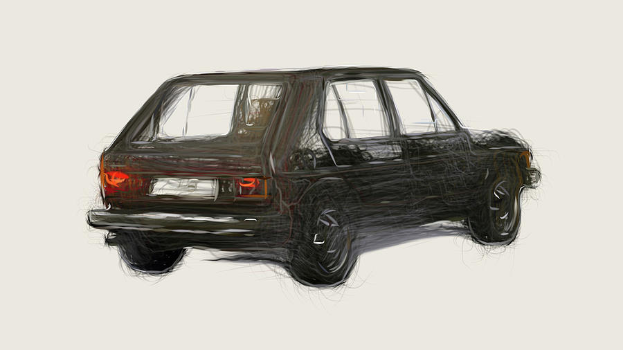 Volkswagen Golf GTI Drawing #20 Digital Art by CarsToon Concept