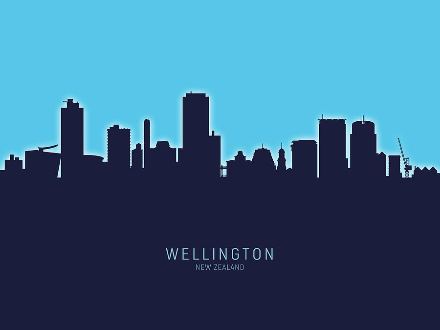 Skyline Digital Art - Wellington New Zealand Skyline #20 by Michael Tompsett