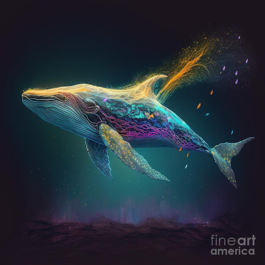 Whales Particle Colorful Deep Digital Art by Somsong Artist - Fine Art ...