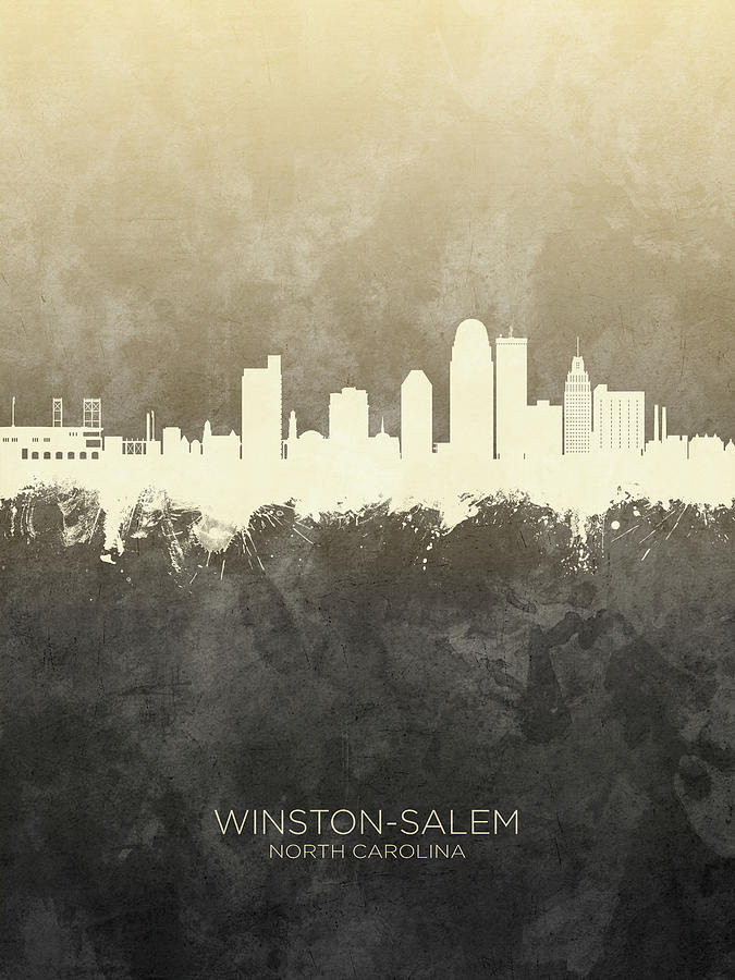 Winston-salem Digital Art - Winston-Salem North Carolina Skyline #20 by Michael Tompsett