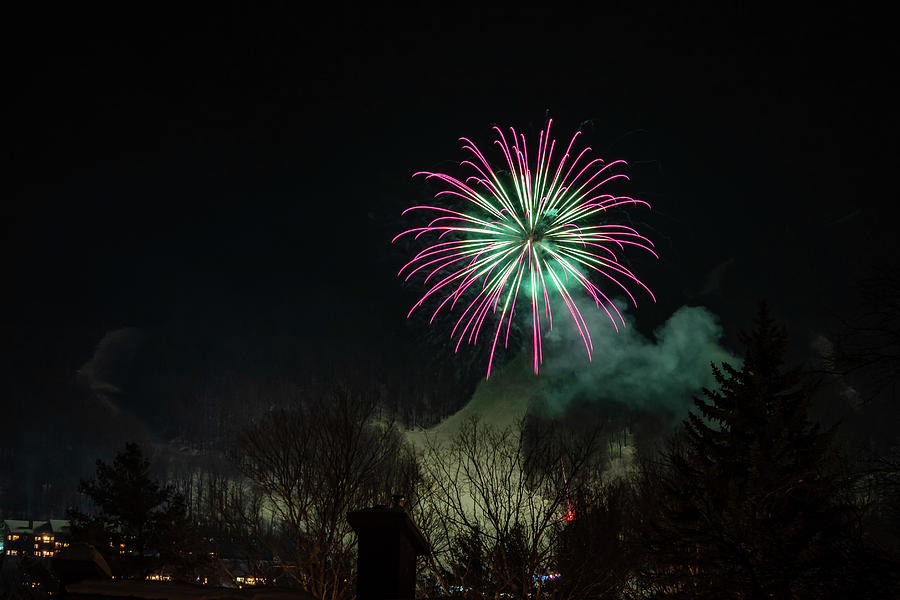 Winter Ski Resort Fireworks #20 Photograph by Chad Dikun
