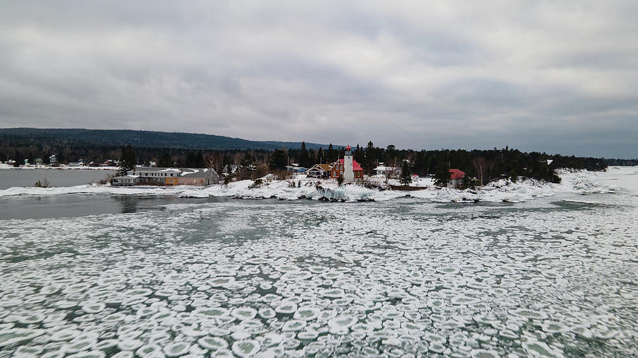 Winter view of Eagle Harbor Lighthouse in Eagle Harbor Michigan ...