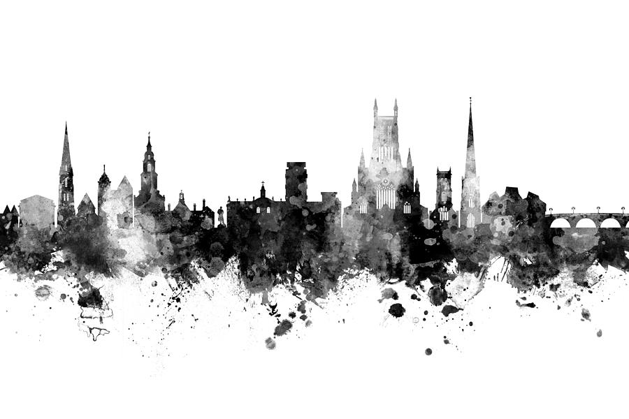 Worcester England Skyline #20 Digital Art by Michael Tompsett