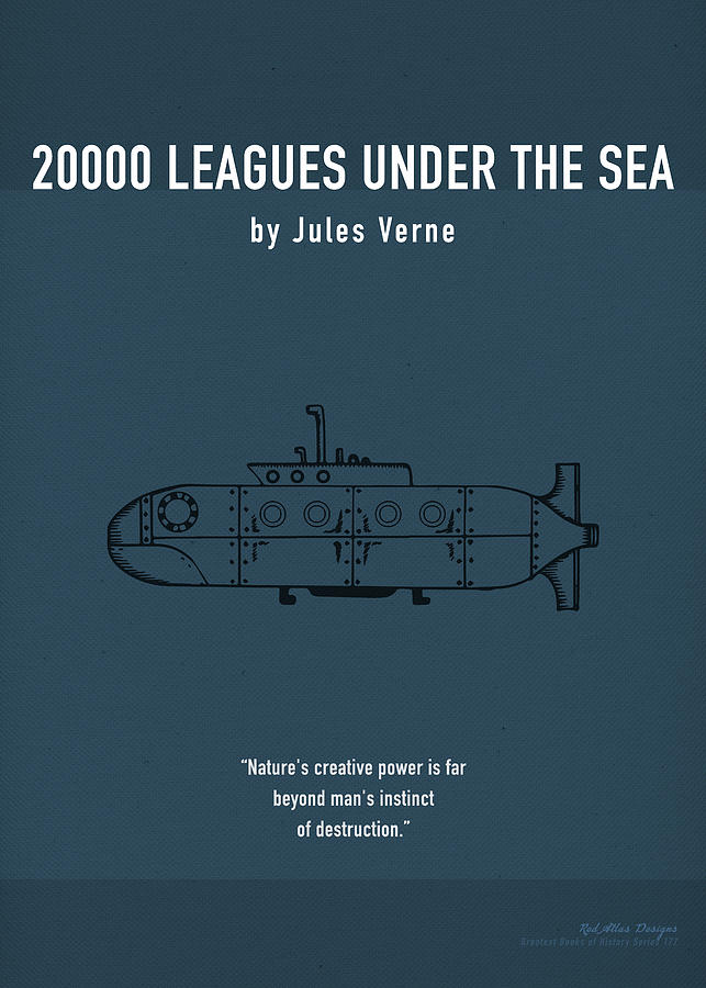 Book Mixed Media - 20000 Leagues Under the Sea by Jules Verne Greatest Books Ever Art Print Series 177 by Design Turnpike