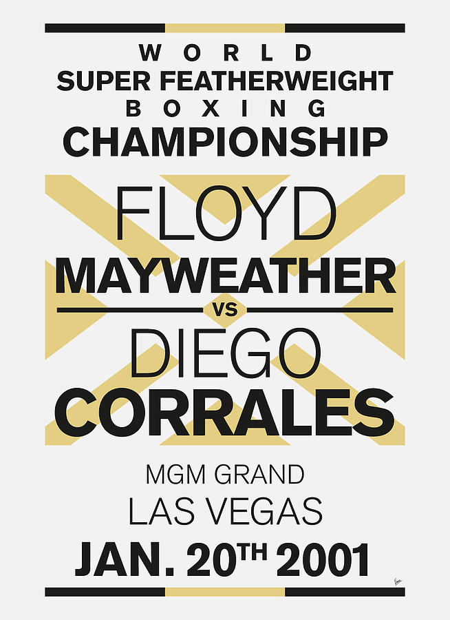 2001 MY Mayweather vs Corrales Minimal Typography Boxing Poster Digital Art by Chungkong Art