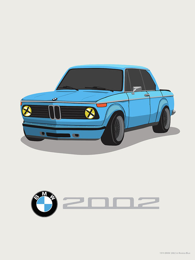 1974, Bmw 2002 Digital Art by Angel Nieves - Pixels