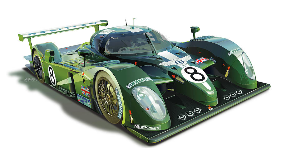 2003 Bentley Speed 8 LMP illustration Drawing by Alain Jamar - Pixels