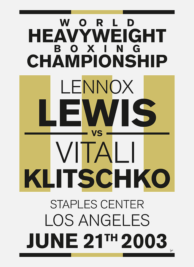 2003 MY Lewis vs Klitschko Typography Boxing Poster Digital Art by Chungkong Art