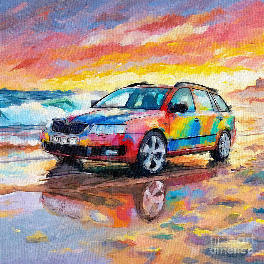 Sunset Painting - 2003 Skoda Octavia RS Combi 3 by Armand Hermann