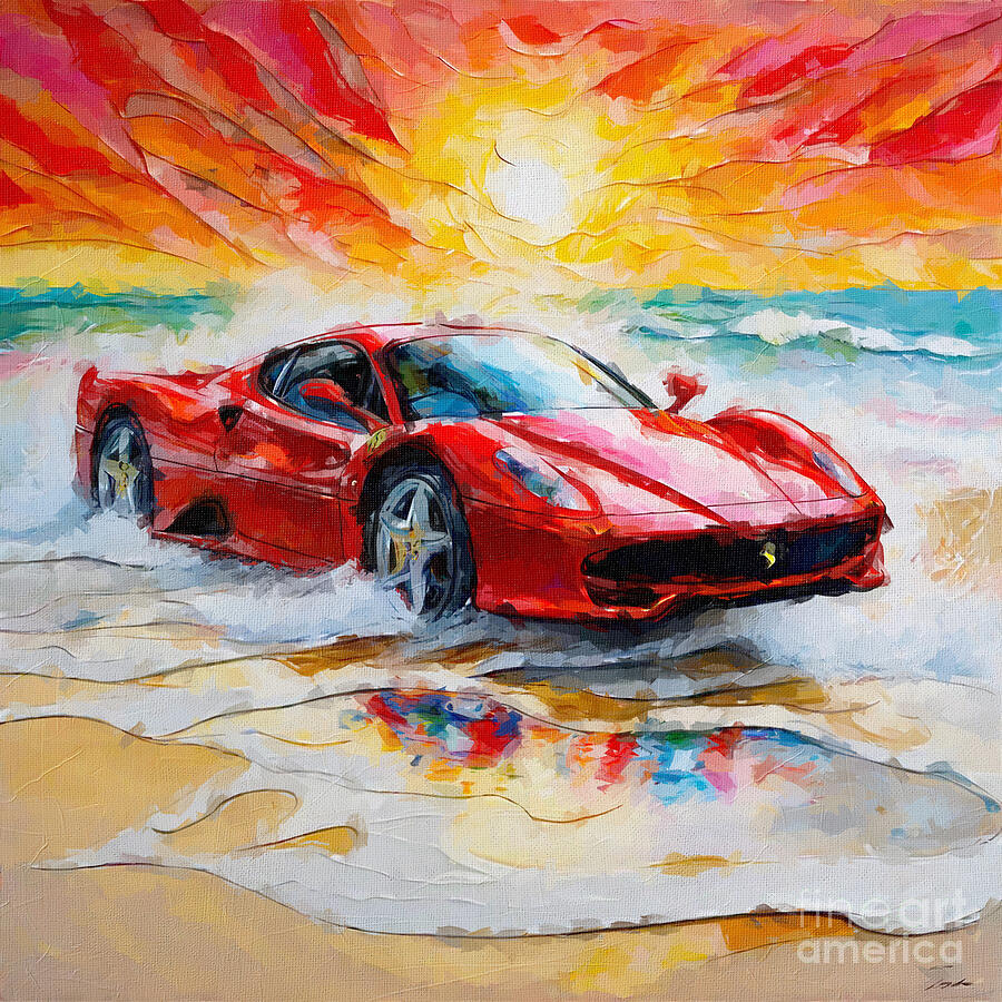 Sunset Painting - 2004 Ferrari F2004 3 by Armand Hermann
