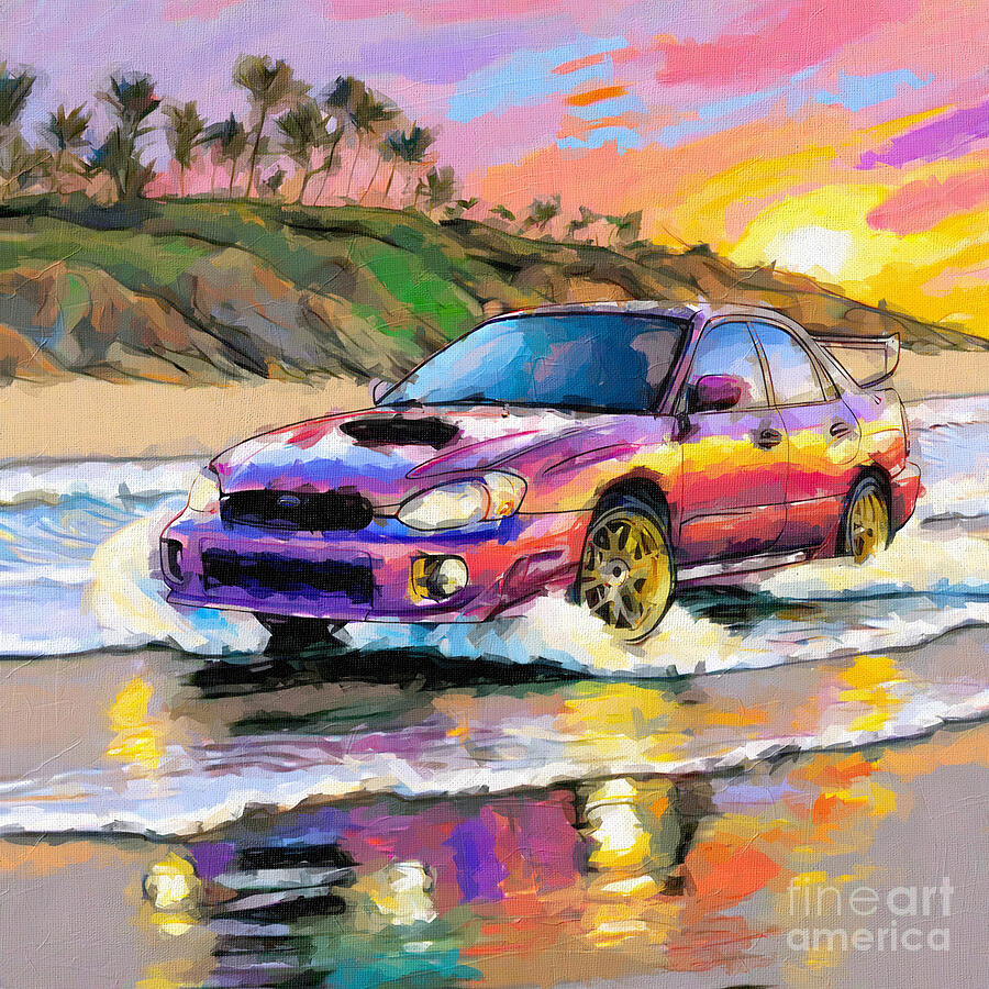 Sunset Painting - 2004 Subaru Impreza WRX by Armand Hermann