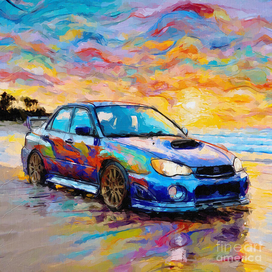 Sunset Painting - 2004 Subaru Impreza WRX STI 1 by Armand Hermann