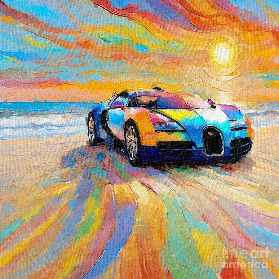 Sunset Painting - 2005 Bugatti Veyron by Armand Hermann