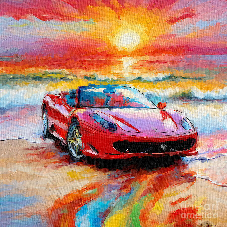 Sunset Painting - 2005 Ferrari F430 Spider 1 by Armand Hermann