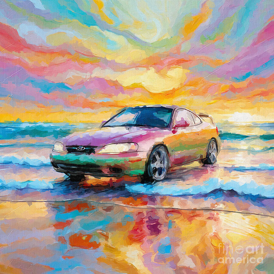 Sunset Painting - 2005 Hyundai Coupe 1 by Armand Hermann